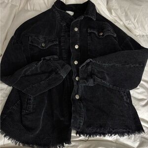 Women’s Boutique Entro Large Black Corduroy Jacket with Pockets